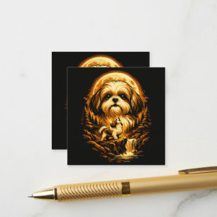 Cartão De Informações Shih Tzu Uivando para a Lua Cachorro Engraçado