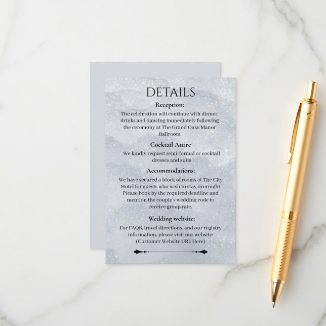 Cartão De Informações Shimmering Filigree Details Card  (Frente/Verso In Situ)