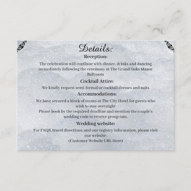 Cartão De Informações Shimmering Filigree Enclosure Card (Frente)