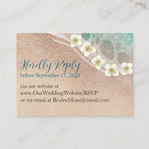 Cartão De Informações Shoreline Dreams Watercolor Beach Weding RSVP