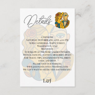 Cartão De Informações Silhueta Artística Destino Casamento Arte Moderna