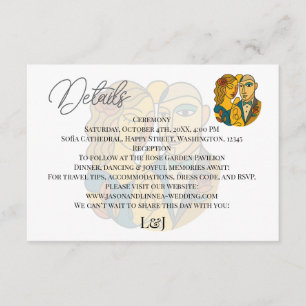 Cartão De Informações Silhueta Artística Destino Casamento Arte Moderna