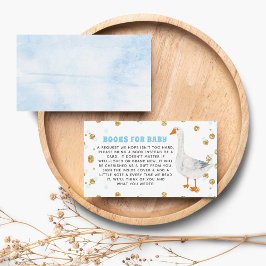 Cartão De Informações Silly Goose Blue Watercolor Baby Shower Book