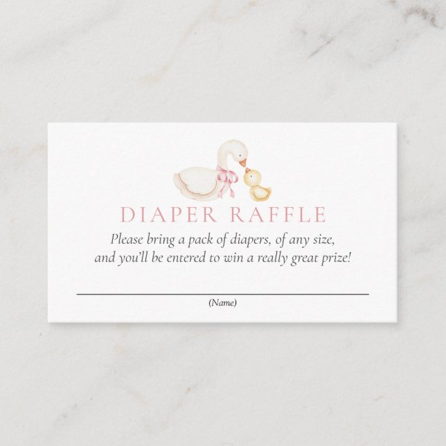 Cartão De Informações Silly Goose Pink Floral Diaper Raffle Card (Frente)