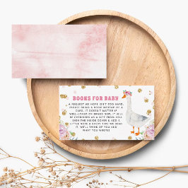 Cartão De Informações Silly Goose Pink Watercolor Baby Shower Book