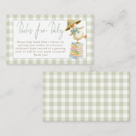 Cartão De Informações Silly Goose Sage Gingham Books for Baby Shower