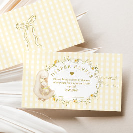 Cartão De Informações Silly Goose Yellow Gingham Diaper raffle ticket