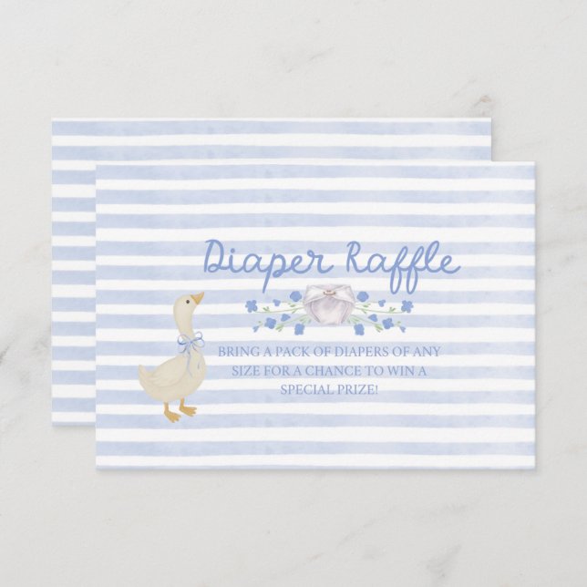 Cartão De Informações Silly Little Goose Baby Shower Diaper Raffle (Frente/Verso)