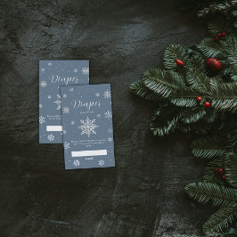 Cartão De Informações Silver Blue Snowflake Diaper Raffle Baby Shower 