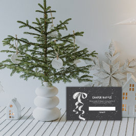 Cartão De Informações Silver Bow Winter Snow Diaper Raffle Baby Shower 