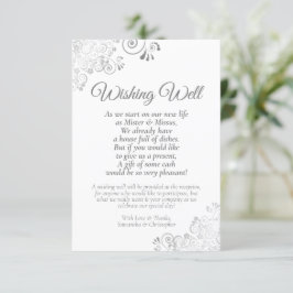 Cartão De Informações Silver Curls em Casamento Branco Bem Poem