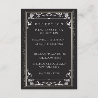 Cartão De Informações Silver Elegance Collection Wedding Reception Card