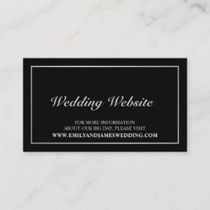 Cartão De Informações Silver Elegante e Casamento Negro