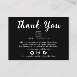 Cartão De Informações Silver Foil Script Thank You Note Card