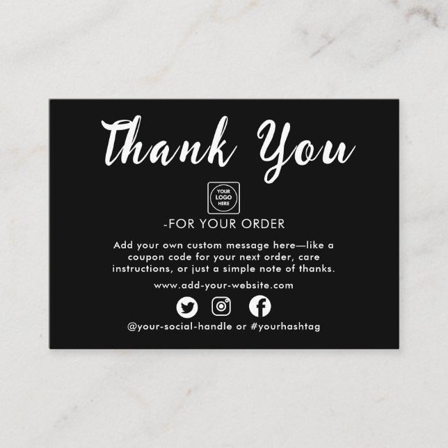 Cartão De Informações Silver Foil Script Thank You Note Card (Frente)