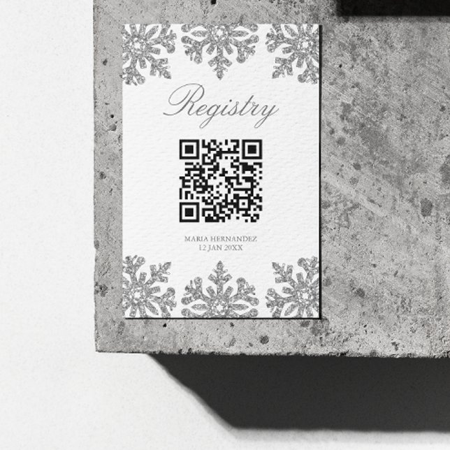 Cartão De Informações Silver Snowflake Winter Quinceanera Registry (Criador carregado)