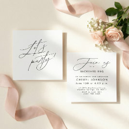 Cartão De Informações Simple Black White Party Invitation Enclosure Card