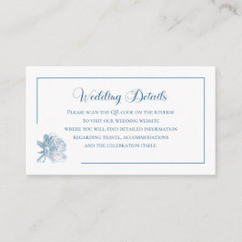 Cartão De Informações Simple Calligraphy Dusty Blue QR Info Wedding
