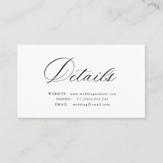 Cartão De Informações Simple calligraphy QR code wedding details card