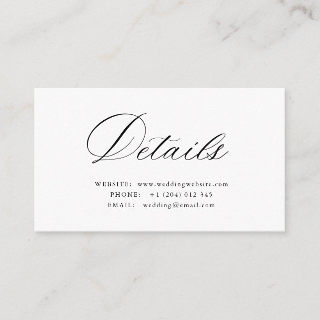 Cartão De Informações Simple calligraphy QR code wedding details card (Frente)