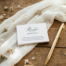 Cartão De Informações Simple Elegant Bridal Shower Recipe Request