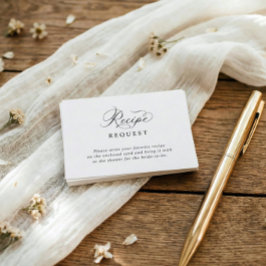 Cartão De Informações Simple Elegant Bridal Shower Recipe Request