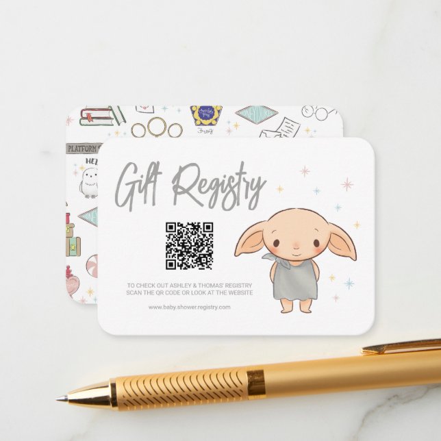 Cartão De Informações Simple Harry Potter Baby Shower Enclosure Card (Frente/Verso In Situ)