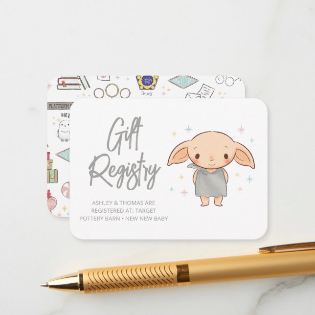 Cartão De Informações Simple Harry Potter Baby Shower Enclosure Card (Frente/Verso In Situ)