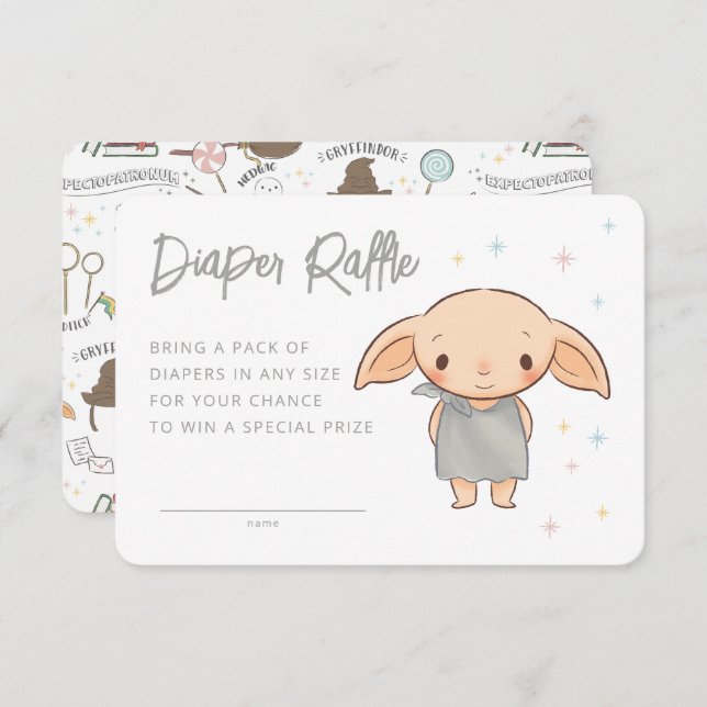 Cartão De Informações Simple Harry Potter - Dobby Baby Shower (Frente/Verso)