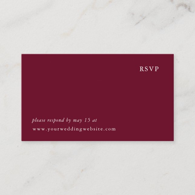 Cartão De Informações Simple Marsala Wedding | RSVP on-line (Frente)