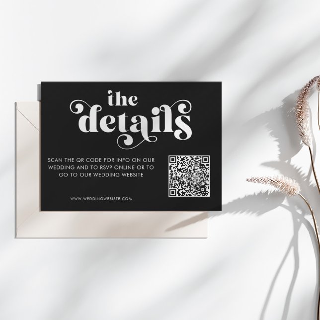 Cartão De Informações Simple Modern Black & White Details Card (Criador carregado)