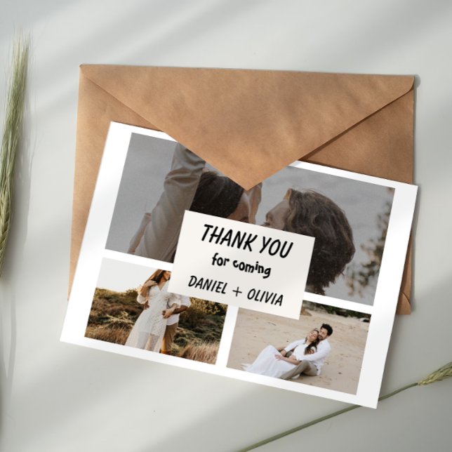 Cartão De Informações Simple Photo Wedding Thank You Card (Criador carregado)