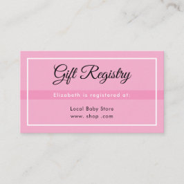 Cartão De Informações Simple Pink Registry Babyshower Enclosure Card