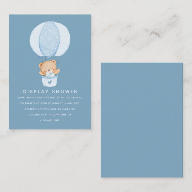 Cartão De Informações Simple Teddy Bear Blue Balloon (Frente/Verso)