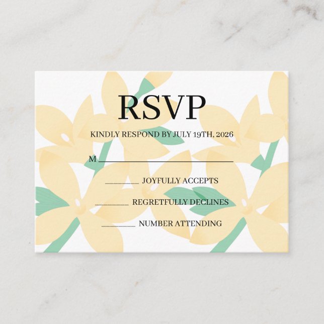 Cartão De Informações Simple Wedding RSVP Enclosure Card (Frente)