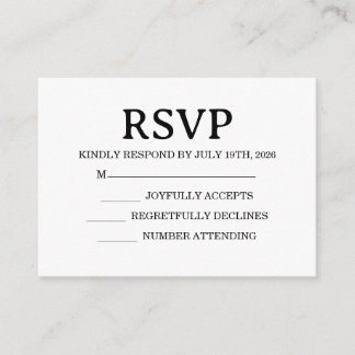 Cartão De Informações Simple Wedding RSVP Enclosure Card