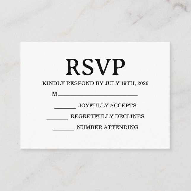 Cartão De Informações Simple Wedding RSVP Enclosure Card (Frente)