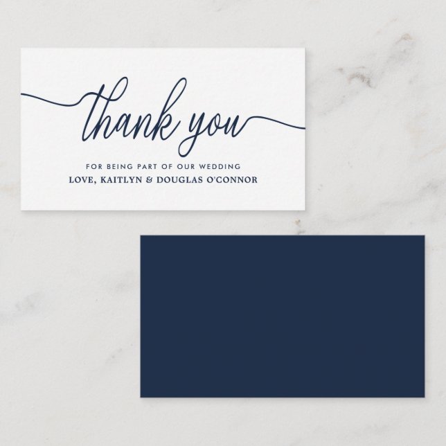 Cartão De Informações Simples Casamento De Script Obrigado (Frente/Verso)