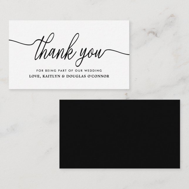 Cartão De Informações Simples Casamento De Script Obrigado (Frente/Verso)