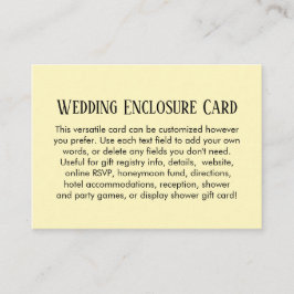 Cartão De Informações Simples Casamento DIY Amarelo Pálido Personalizado