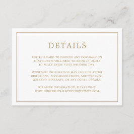 Cartão De Informações Simples Casamento Dourado Monograma Elegante