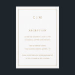 Cartão De Informações Simples Casamento Dourado Monograma Elegante<br><div class="desc">Simples cartão de gabinete de casamento com um design moderno, mas elegante, com seu monograma de duas letras no topo junto com suas informações de recepção cercadas por uma fina borda. Todos os elementos de design estão em dourado falso e podem ser alterados na ferramenta de edição de design. Um...</div>