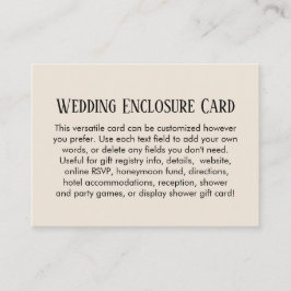 Cartão De Informações Simples Casamento Personalizado DIY Creme