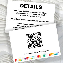 Cartão De Informações Simples Casamento QR Code Rainbow Love Hearts