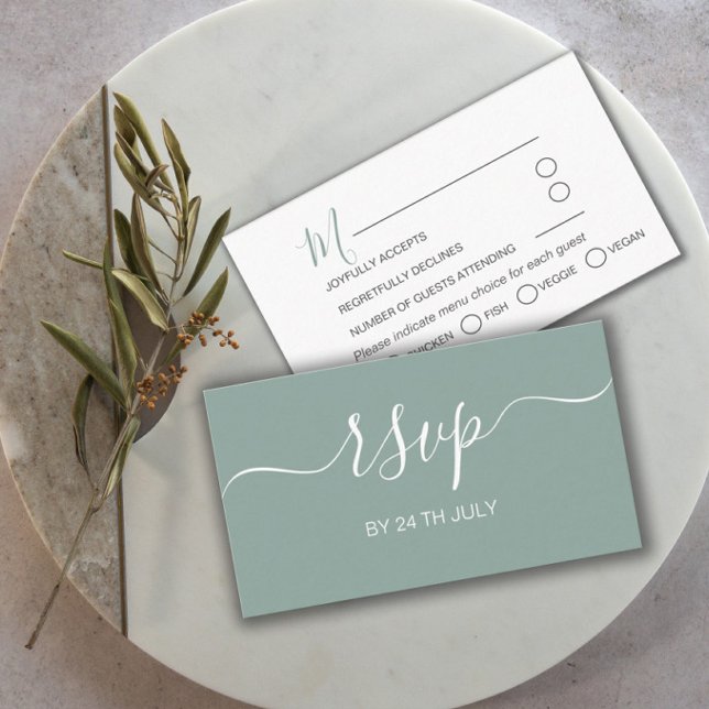 Cartão De Informações Simples Casamento RSVP Sage Green Eucalyptus (Criador carregado)
