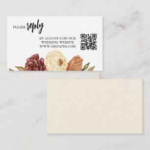 Cartão De Informações Simples Código QR Floral de queda Minimalista de R