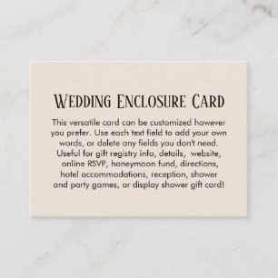 Cartão De Informações Simples Creme de Casamento Personalizada DIY