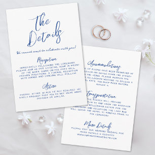 Cartão De Informações Simples Detalhes de Casamento Azuis Caprichosos Ma