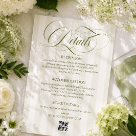 Cartão De Informações Simples Detalhes de Casamento Listrados Verdes