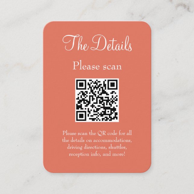 Cartão De Informações Simples e Moderno Terracotta Detalhes de Casamento (Frente)